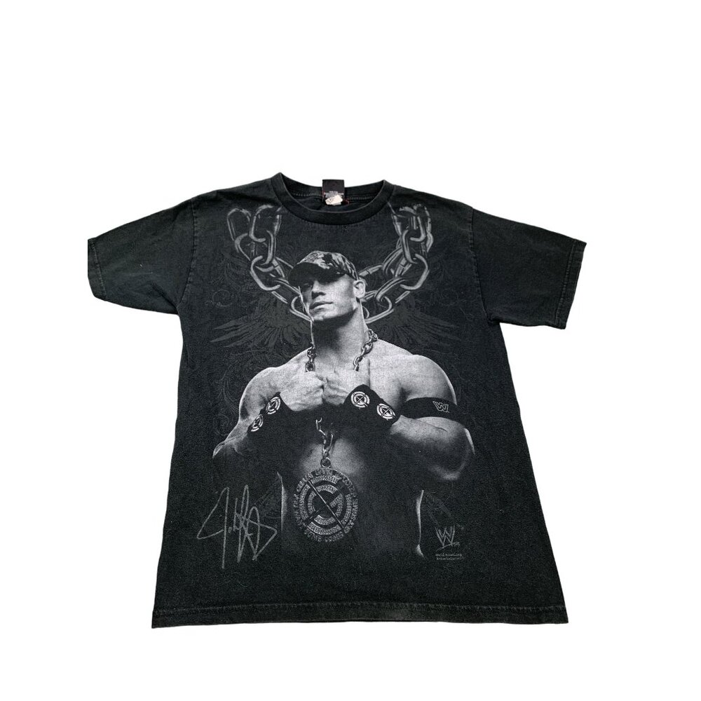 WWE John Cena Youth Boy Large Black Graphic T-Shirt By Hybrid Tees Wrestling